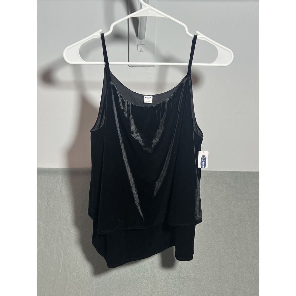 Old Navy Women's Black Velvet Layered Camisole Top Spaghetti Strap Size Small S
